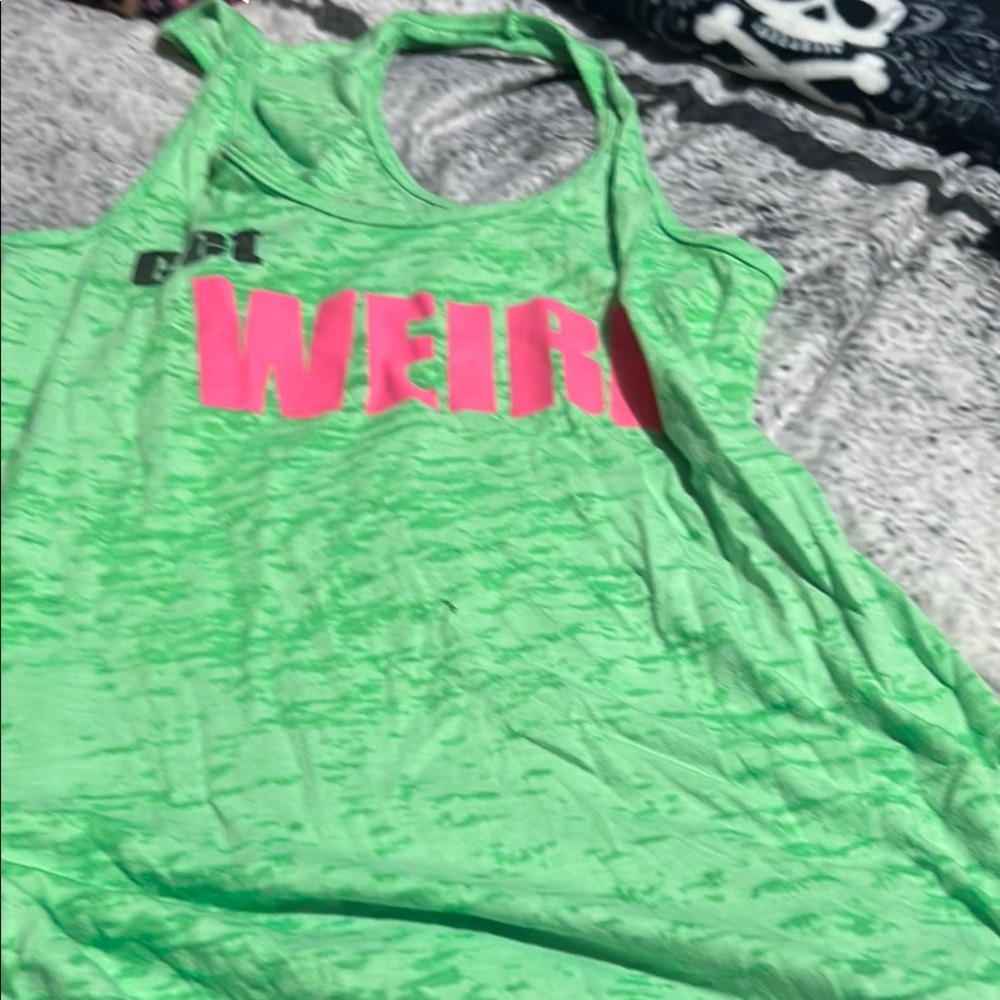 Green and Pink Sleeveless Tank Top